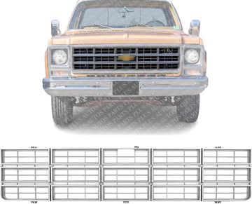 Front Grille Argent Shell And Insert Direct Replacement Compatible With 1977-1980 Chevrolet C-K Series GM1200354 370536