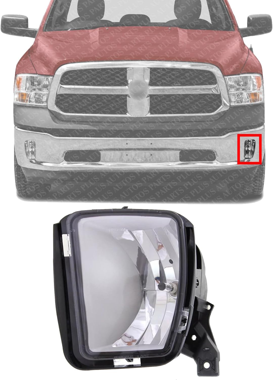 Front Fog Light Assembly Left Driver Side Direct Replacement Compatible With 2013-2021 Ram 1500 CH2592147 68104821AF 68104821AD