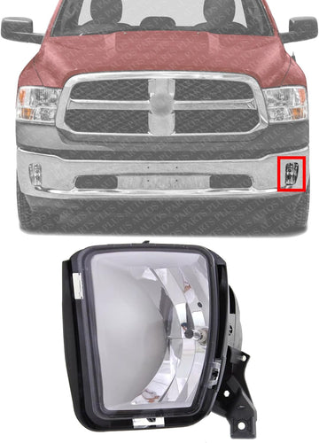 Front Fog Light Assembly Left Driver Side Direct Replacement Compatible With 2013-2021 Ram 1500 CH2592147 68104821AF 68104821AD