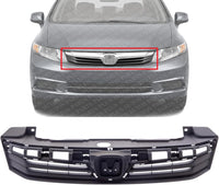 Front Grille Assembly Primed Shell And Insert Direct Replacement Compatible With 2012 Honda Civic HO1200206 71121TR0A01