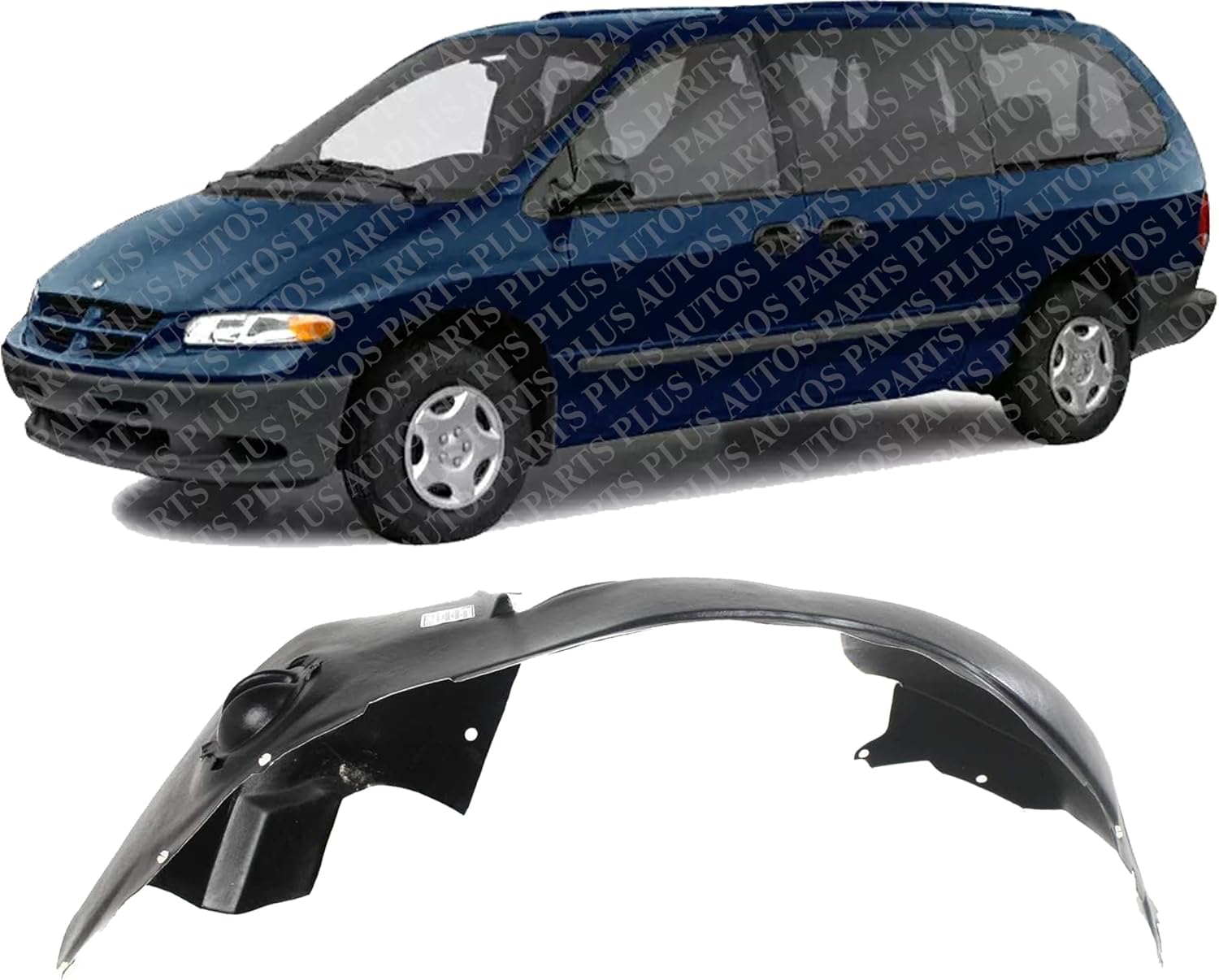 Front Fender Liner Left Driver Side Direct Replacement Compatible With 1996-2000 Dodge Caravan/Plymouth Grand Voyager CH1248110 4860309