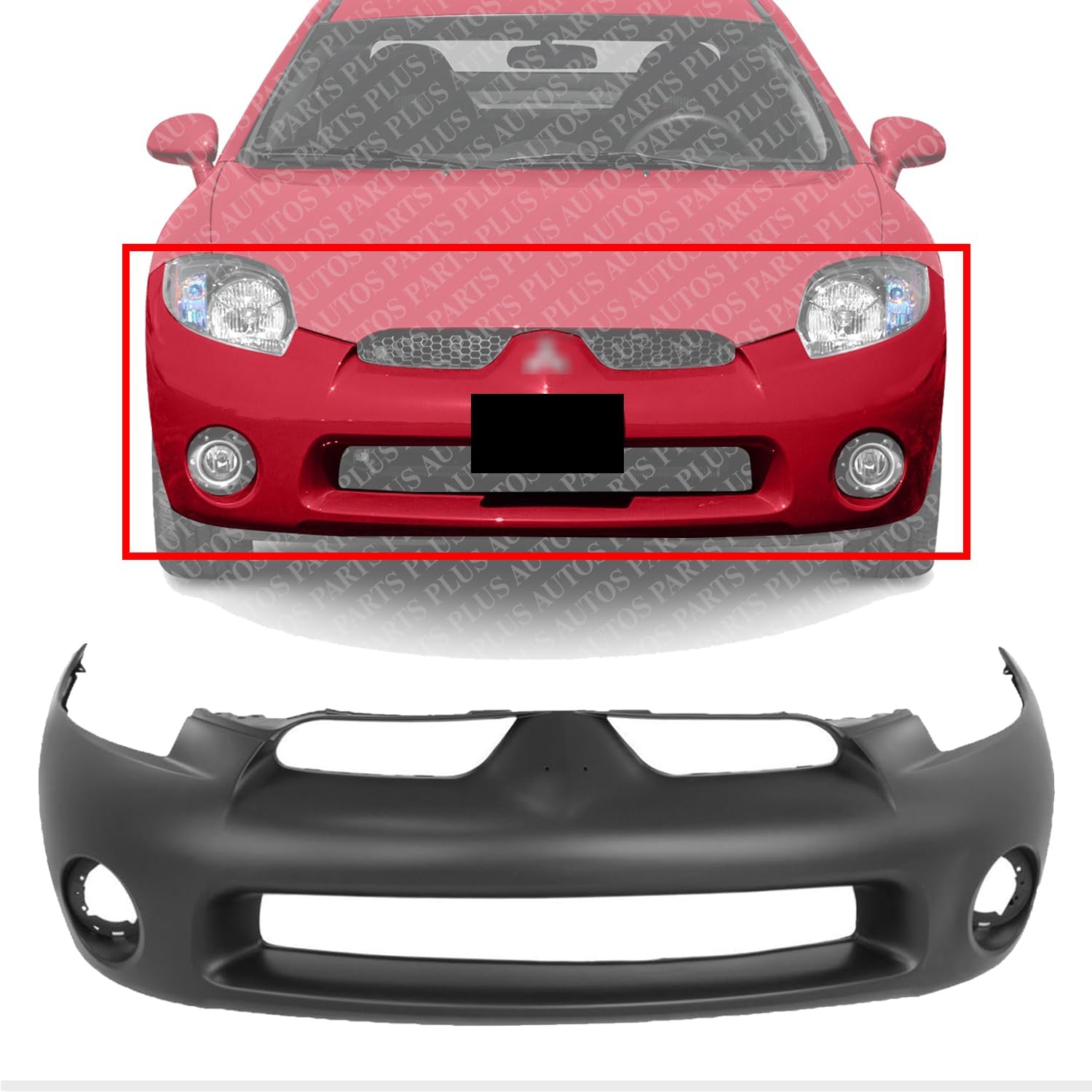 Front Bumper Cover Primed Direct Replacement Compatible With 2006-2008 Mitsubishi Eclipse MI1000313 6400B274