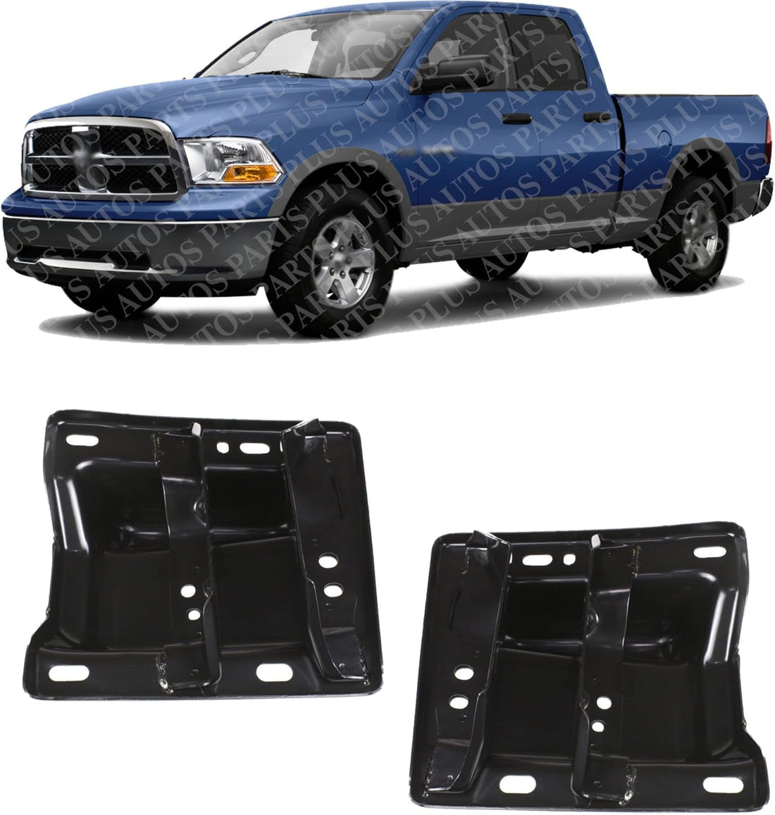 Set Of 2 Front Bumper Bracket Steel Left Driver & Right Passenger Side Direct Replacement Compatible With 2002-2005 Dodge Ram Full Size CH1067131 CH1066131 55077220AC 55077221AC