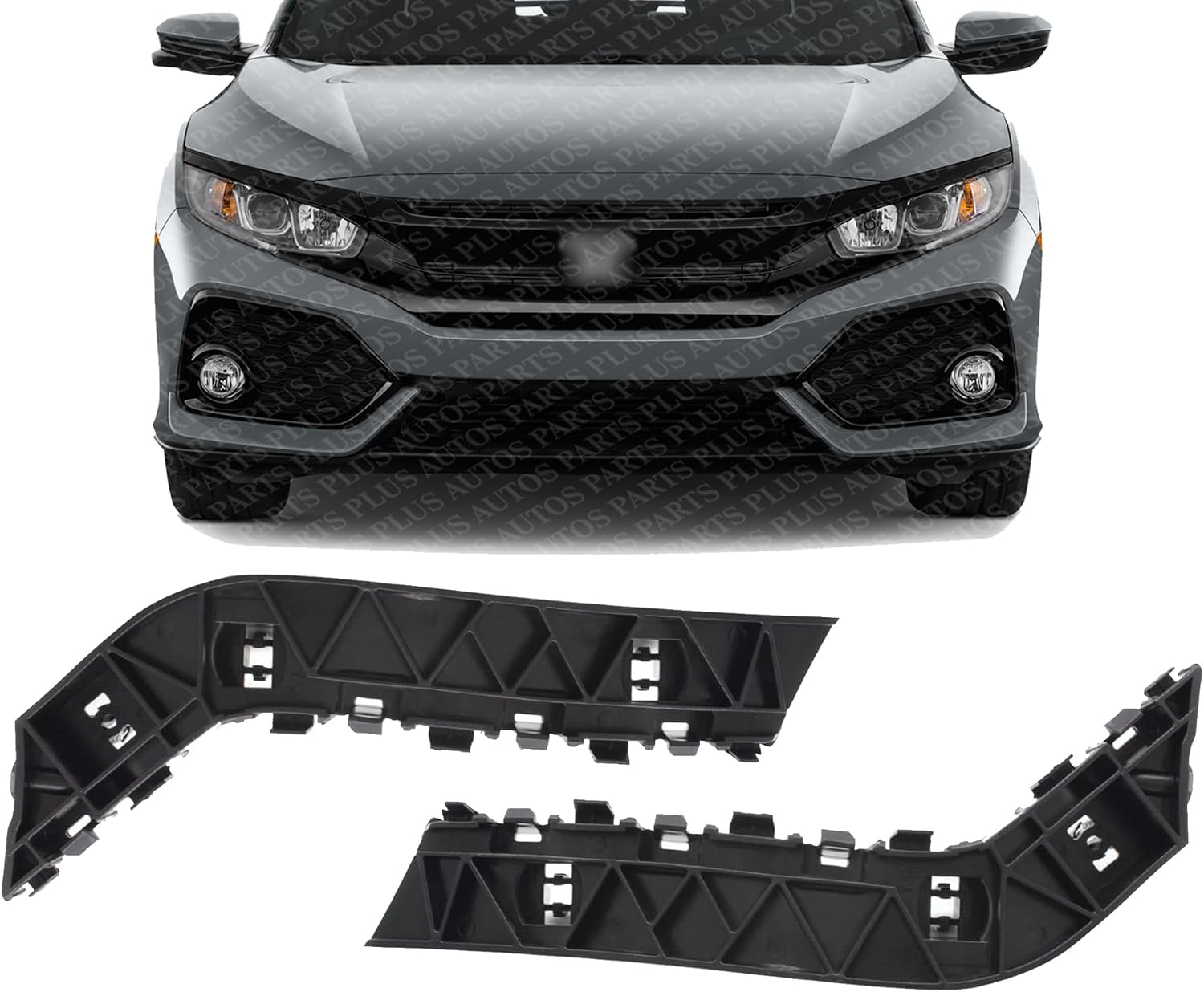 Set Of 2 Front Bumper Retainer Bracket Left Driver & Right Passenger Side Direct Replacement Compatible With 2016-2021 Honda Civic HO1033109 HO1032109 71193TBAA00 71198TBAA00