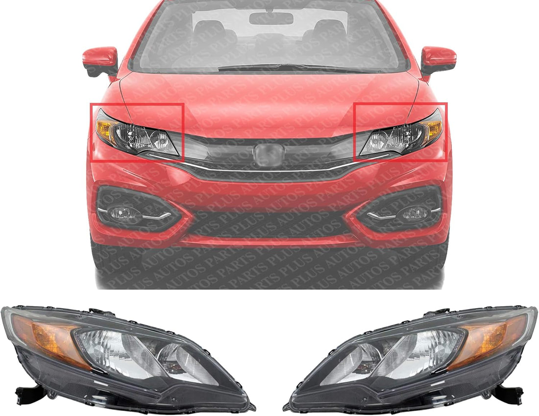 Set Of 2 Front Head Light Assembly Plastic Left Driver & Right Passenger Side Direct Replacement Compatible With 2014-2015 Honda Civic HO2503163 HO2502163 33100TS8A51 33150TS8A51 Visit the AUTOS PARTS PLUS Store