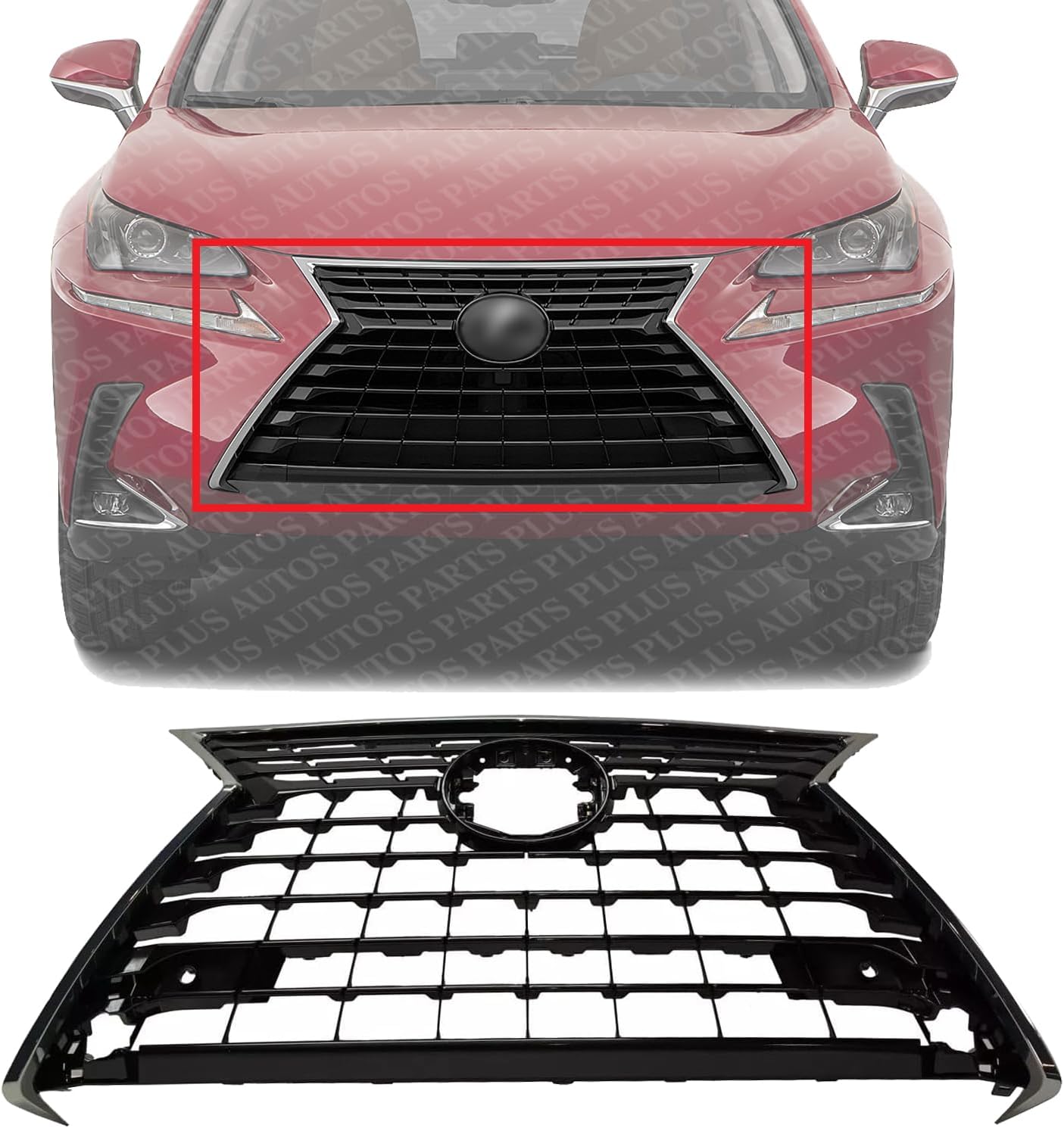 Front Grille Assembly Painted Silver Gray Plastic Direct Replacement Compatible With 2018-2019 Lexus NX300 / NX300h LX1200198 5310178140
