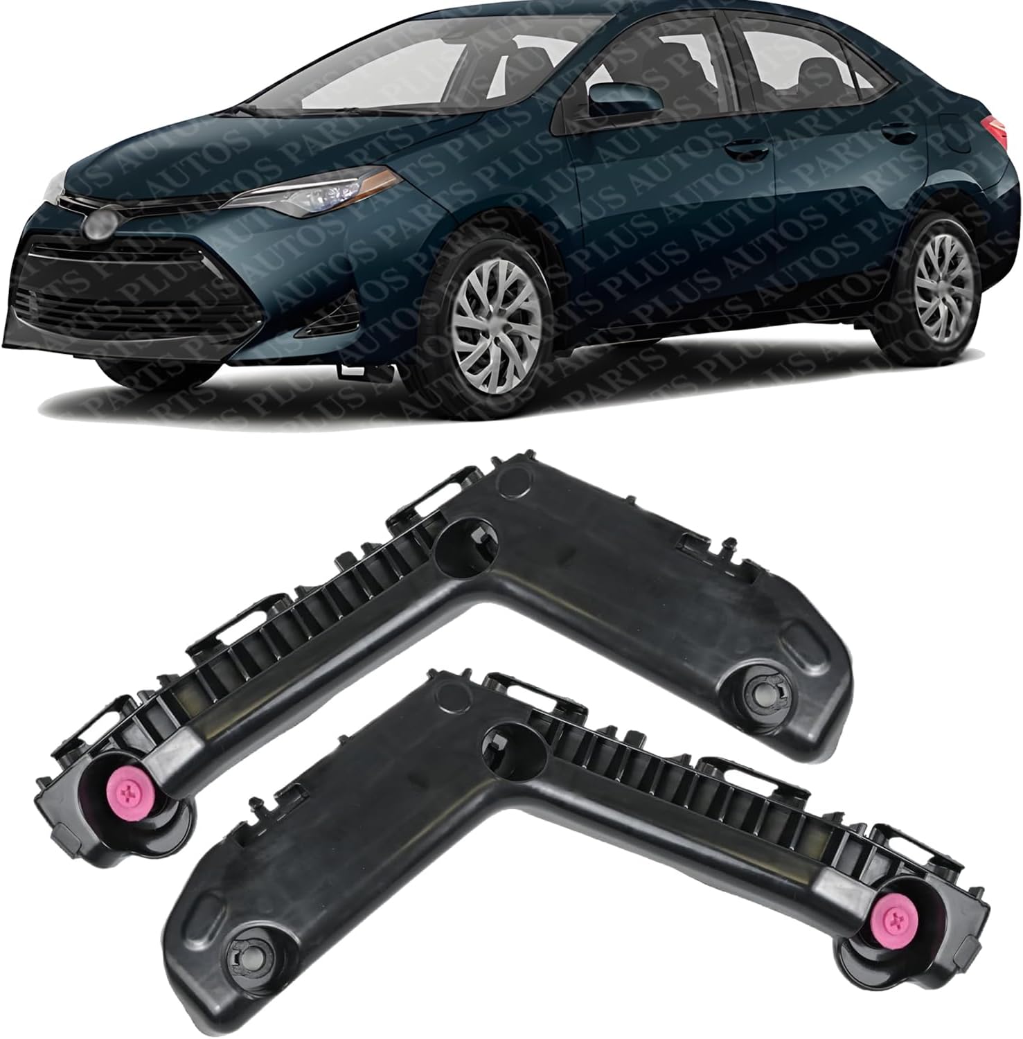 Set of 2 Front Support Bracket Plastic Left Driver & Right Passenger Side Direct Replacement Compatible with 2017-2019 Toyota Corolla TO1042131 TO1043131 5211502350 5211602330