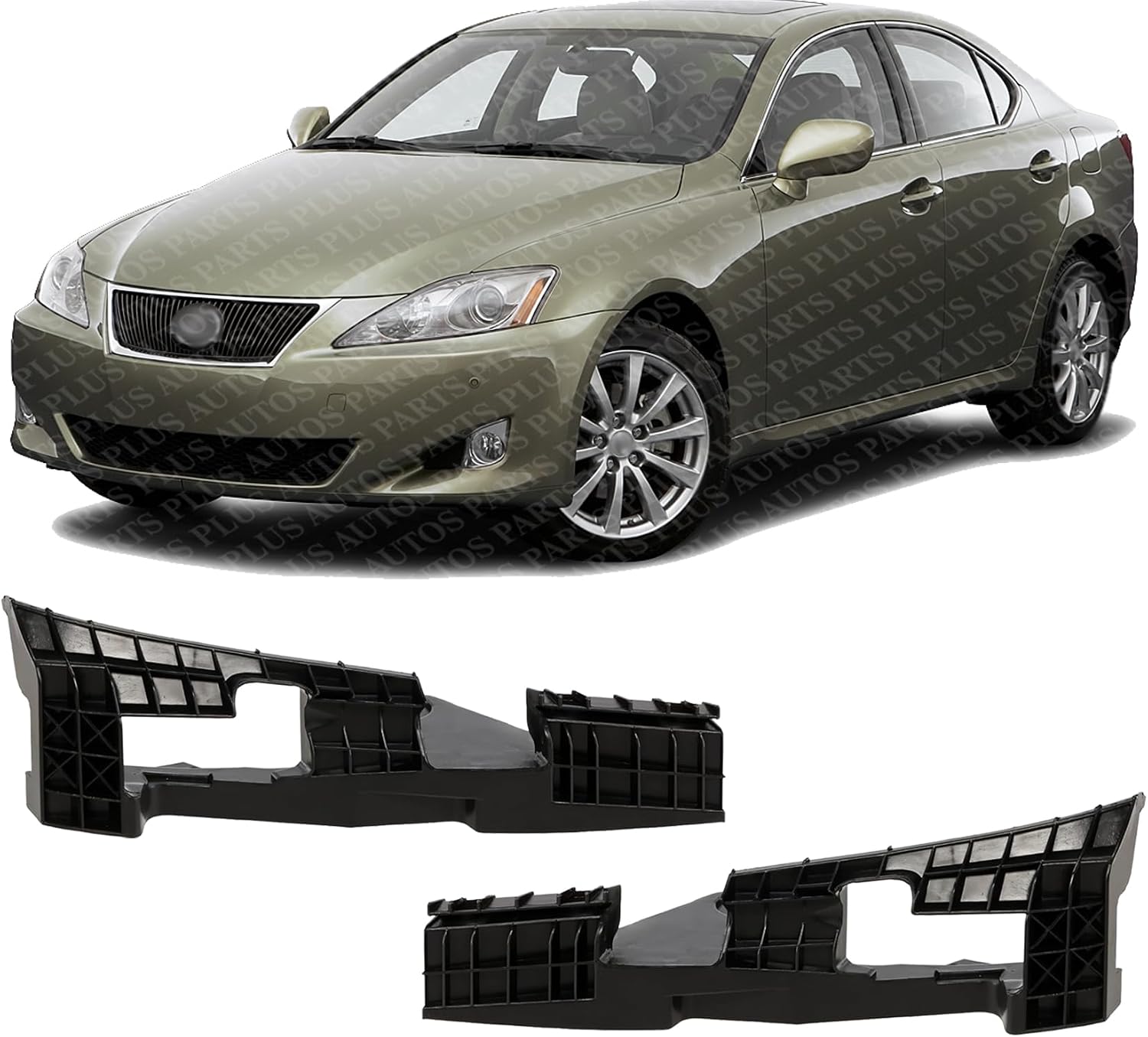 Set Of 2 Front Bumper Bracket Plastic Left Driver & Right Passenger Side Direct Replacement Compatible With 2006-2008 Lexus IS250 LX1043103 LX1042103 5211553020 5211653020