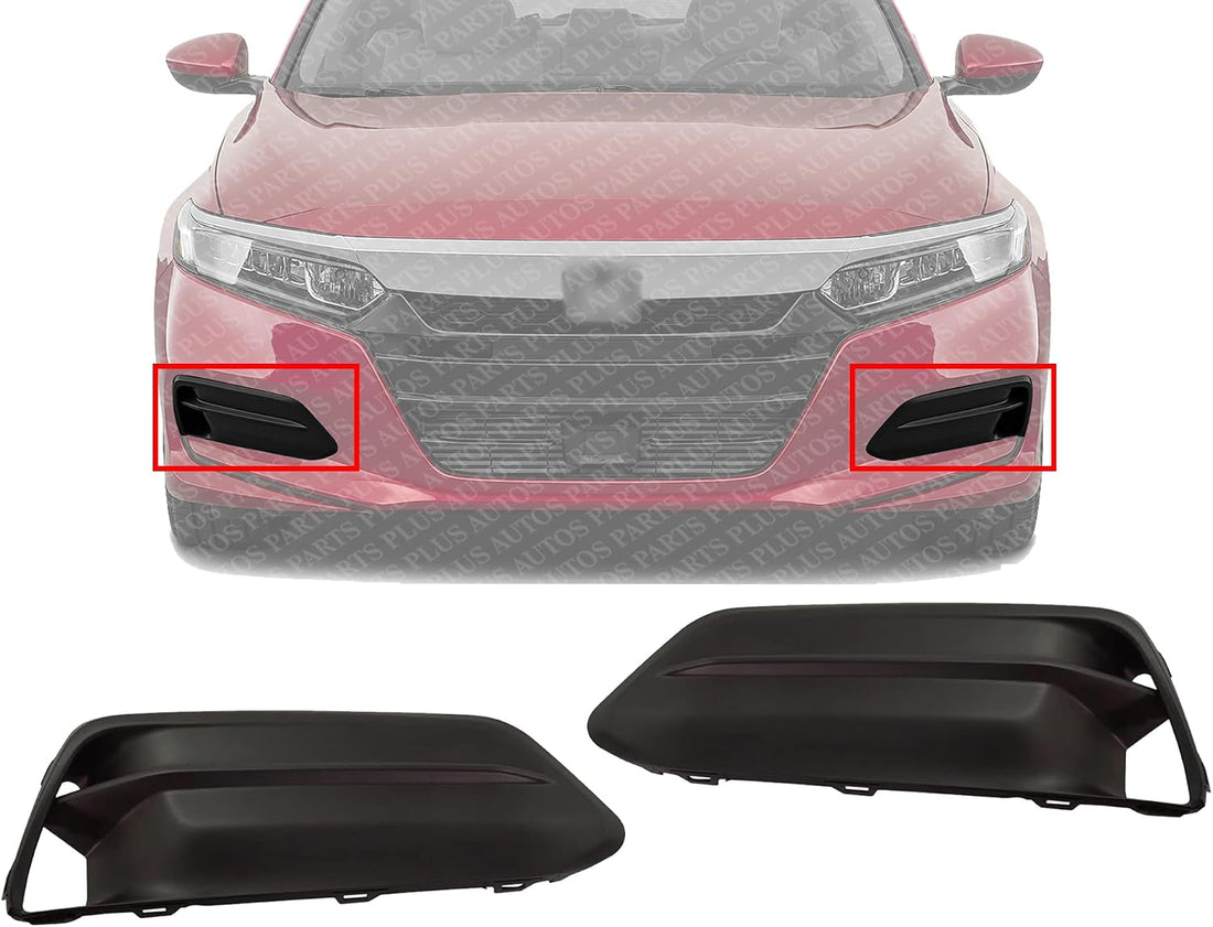 Set Of 2 Front Fog Light Cover Without Holes Plastic Right Passenger & Left Driver Side Direct Replacement Compatible With 2018-2020 Honda Accord HO1039143 HO1038143 71102TVAA00