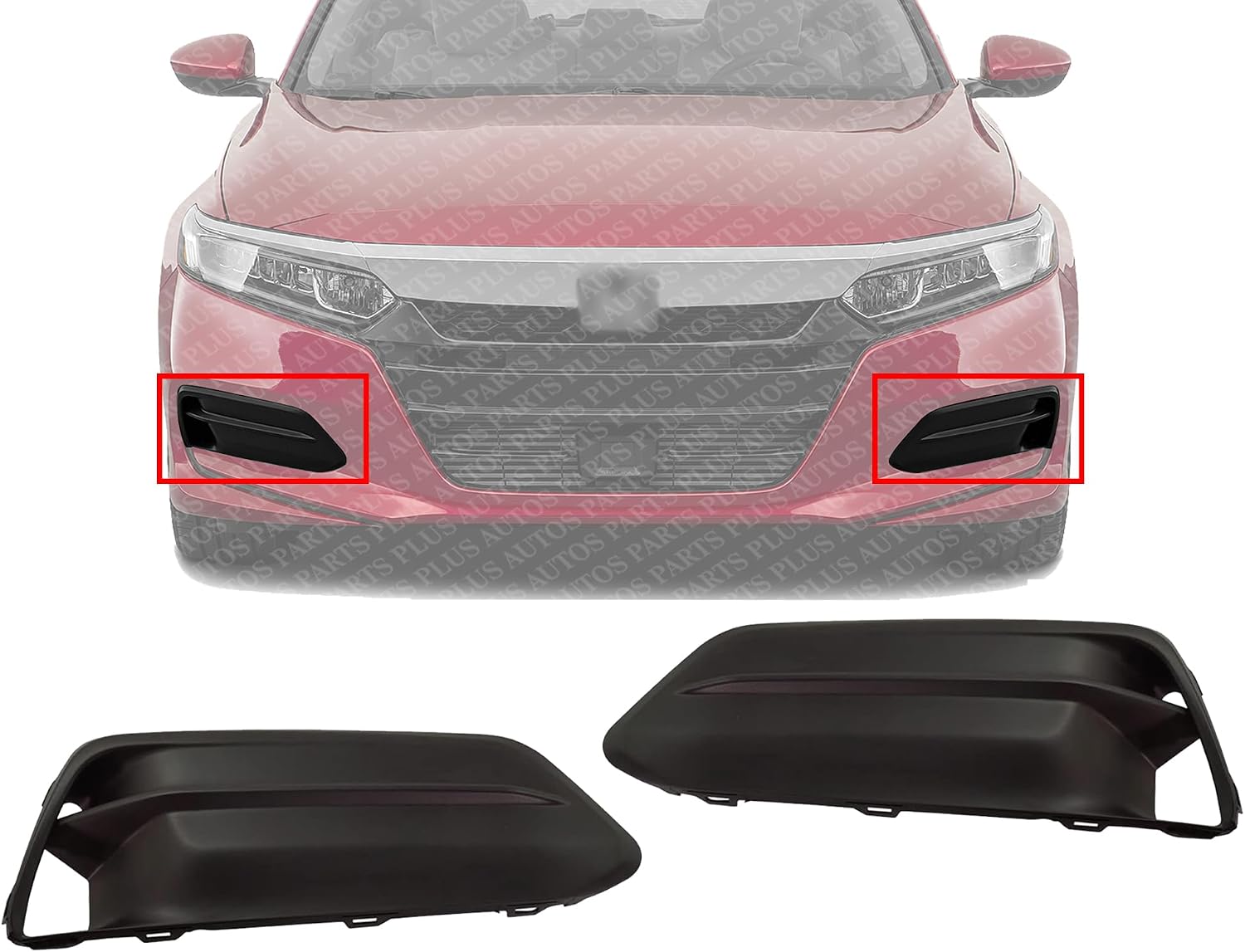 Set Of 2 Front Fog Light Cover Without Holes Plastic Right Passenger & Left Driver Side Direct Replacement Compatible With 2018-2020 Honda Accord HO1039143 HO1038143 71102TVAA00