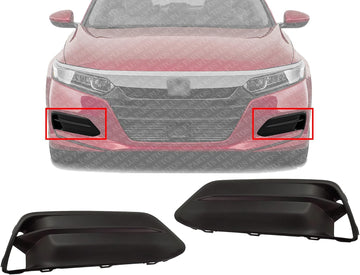 Set Of 2 Front Fog Light Cover Without Holes Plastic Right Passenger & Left Driver Side Direct Replacement Compatible With 2018-2020 Honda Accord HO1039143 HO1038143 71102TVAA00