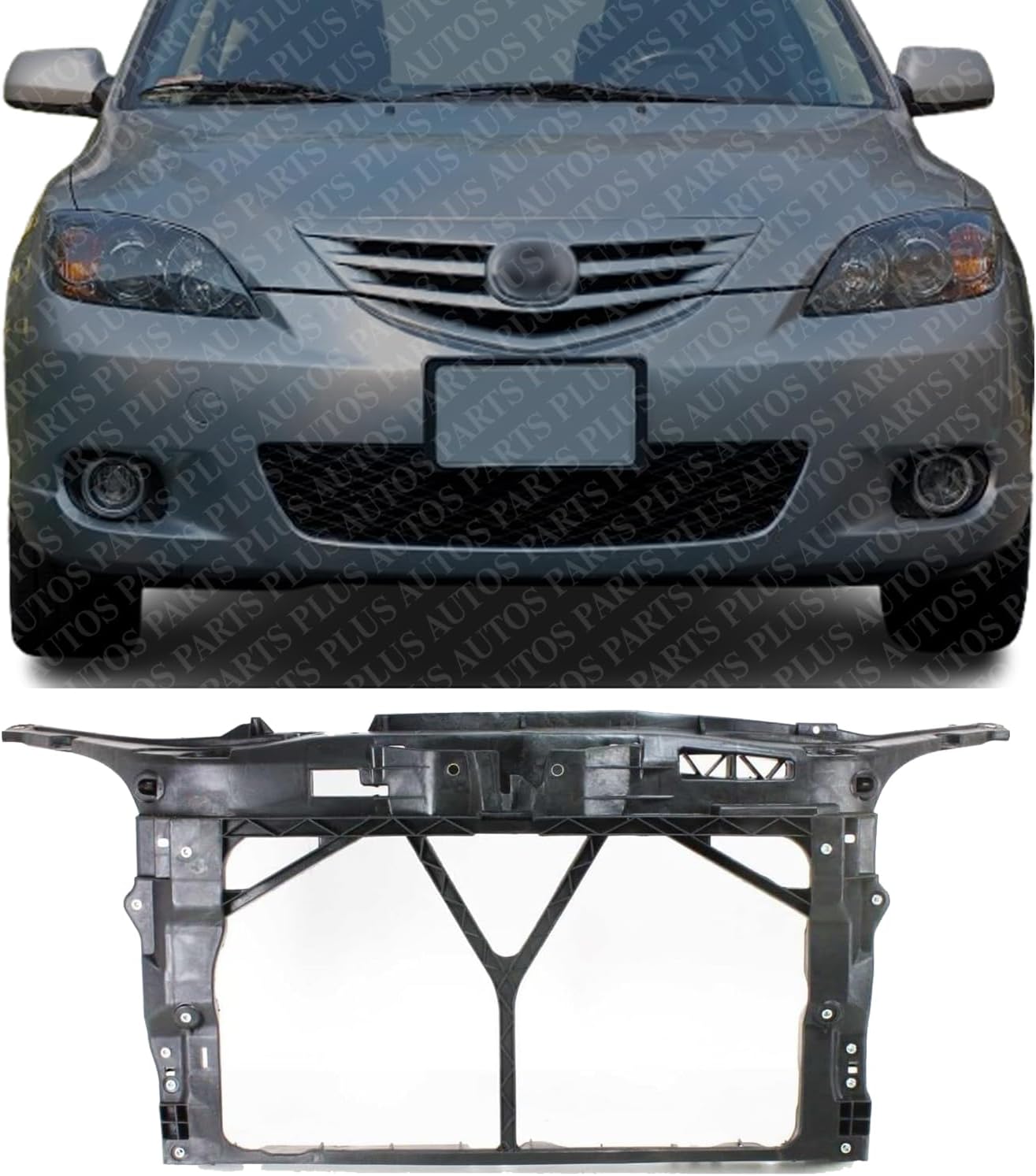 Front Radiator Support Assembly Plastic Direct Replacement Compatible With 2004-2009 Mazda 3 MA1225127 BP4K53110J