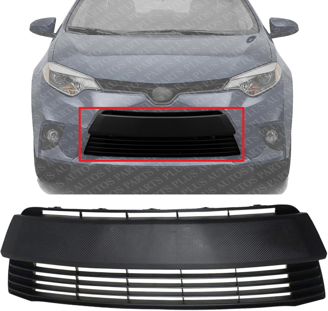 Front Bumper Grille Gray Plastic Direct Replacement Compatible With 2014-2016 Toyota Corolla TO1036145 5311202450