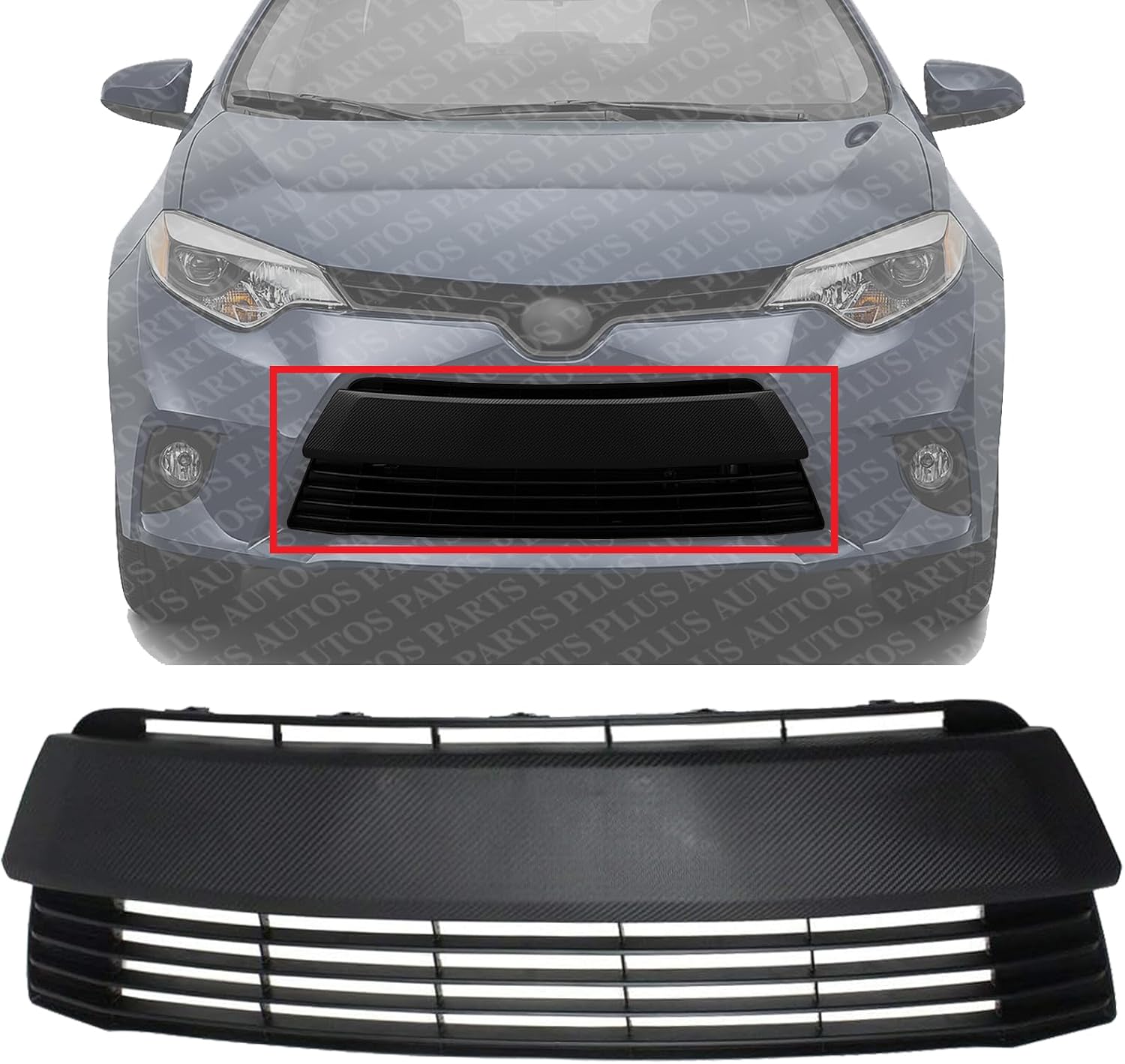 Front Bumper Grille Gray Plastic Direct Replacement Compatible With 2014-2016 Toyota Corolla TO1036145 5311202450