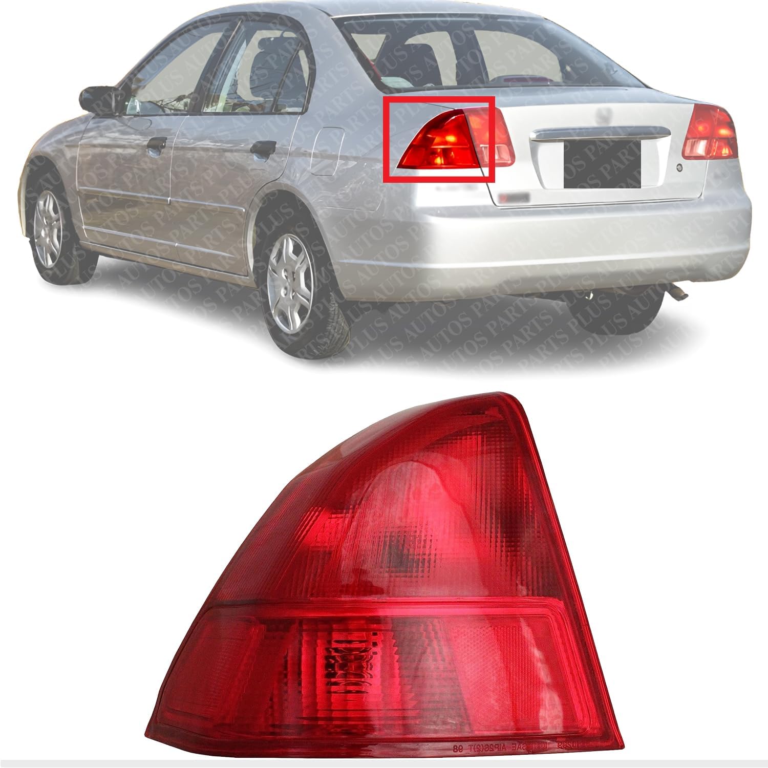 Tail Light Assembly Left Driver Side Direct Replacement Compatible With 2001-2002 Honda Civic HO2800133 33551S5DA01