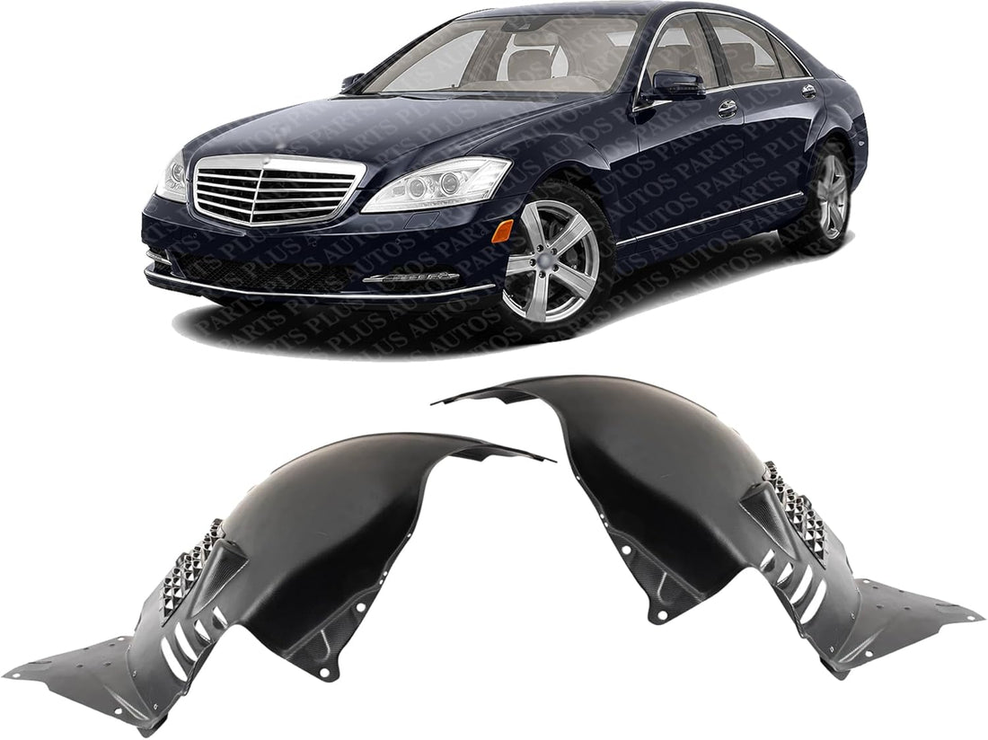 Set Of 2 Front Fender Liner Plastic Left Driver & Right Passenger Side Direct Replacement Compatible With 2007-2011 Mercedes Benz S-Class MB1249143 MB1248143 2216901730 2216900730