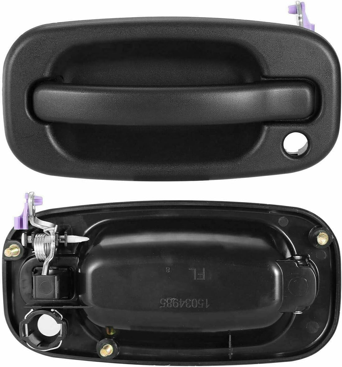 Front & Rear Exterior Door Handle Textured Left Driver Side Direct Replacement Compatible with 1999-2006 Chevrolet Silverado/GMC Sierra GM1310129 GM1520115 15034985 15758172