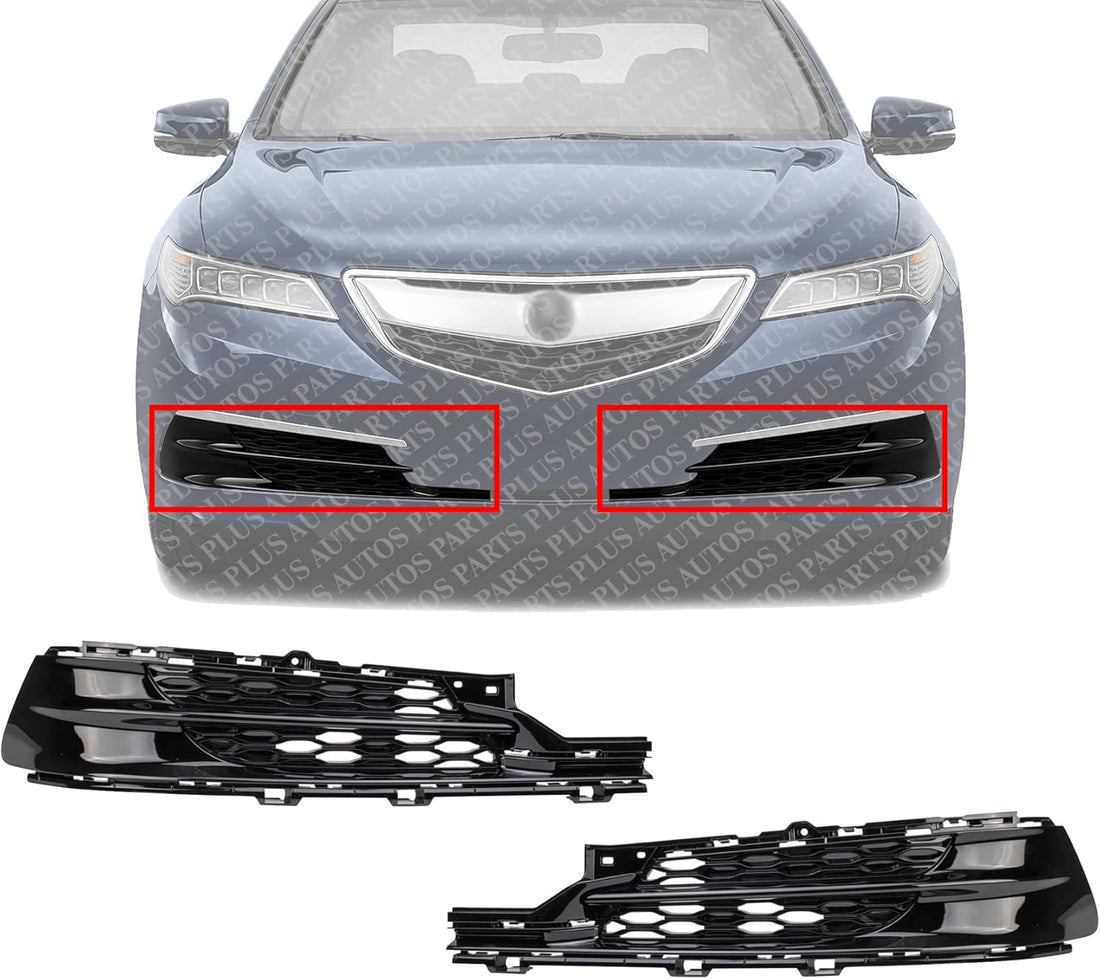 Set Of 2 Front Fog Light Cover Primed Plastic Right Passenger & Left Driver Side Direct Replacement Compatible With 2015-2017 Acura TLX AC1038106 AC1039106 71107TZ3A10 71102TZ3A10