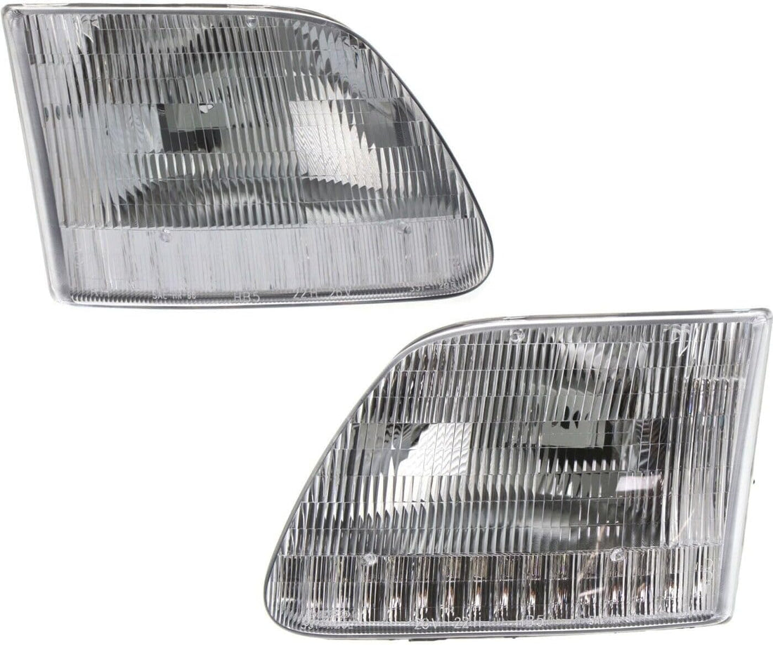 Set Of 2 Front Head Light Assembly Without Bracket Left Driver & Right Passenger Side Direct Replacement Compatible With 1997-2003 Ford F-Series FO2503139 FO2502139 3L3Z13008CA