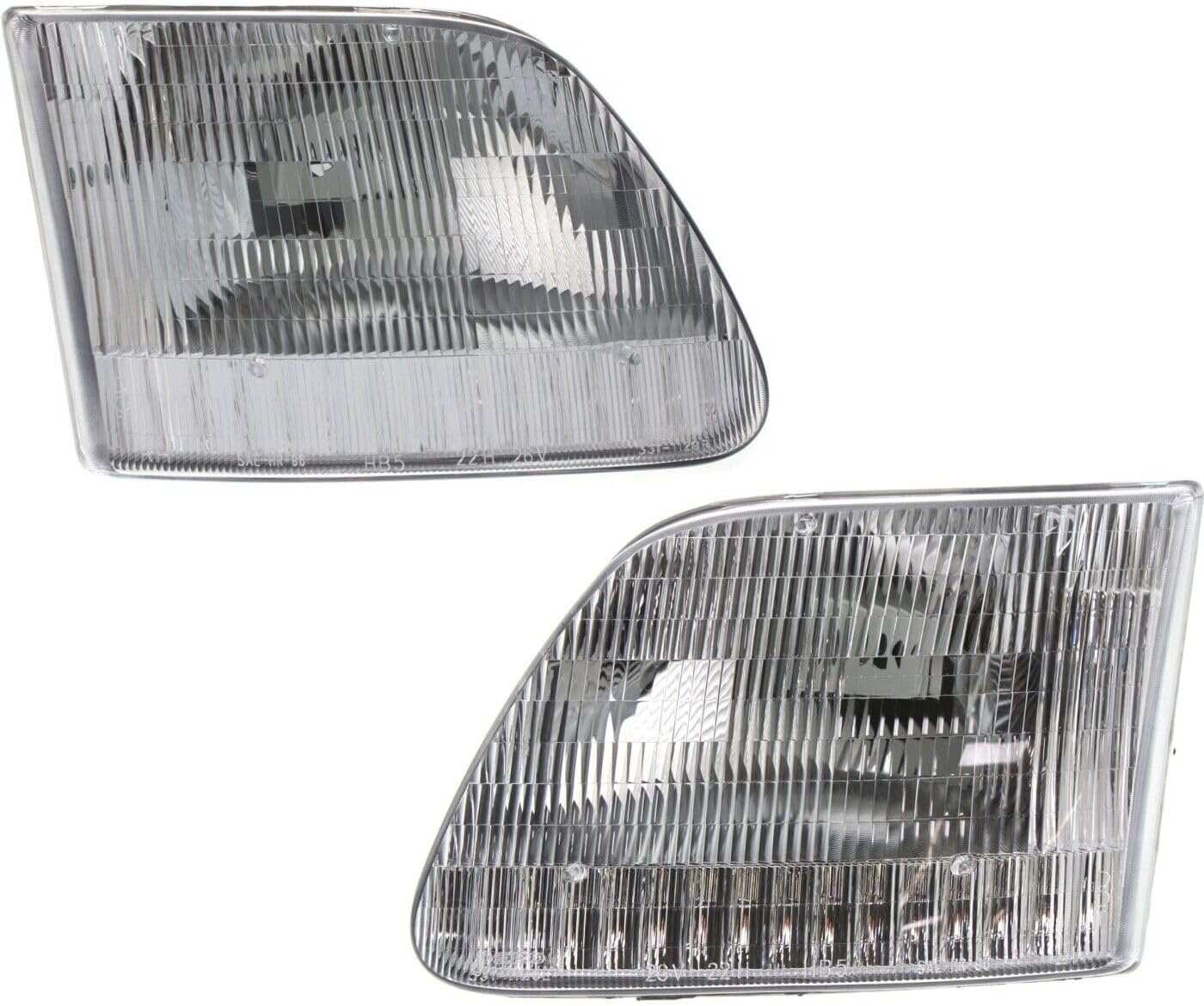 Set Of 2 Front Head Light Assembly Without Bracket Left Driver & Right Passenger Side Direct Replacement Compatible With 1997-2003 Ford F-Series FO2503139 FO2502139 3L3Z13008CA