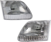 Set Of 2 Front Head Light Assembly Without Bracket Left Driver & Right Passenger Side Direct Replacement Compatible With 1997-2003 Ford F-Series FO2503139 FO2502139 3L3Z13008CA