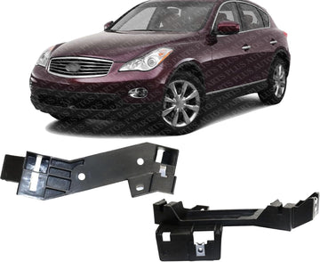 Set of 2 Front Head Light Bracket Plastic with Steel Left Driver & Right Passenger Side Direct Replacement Compatible with 2008-2012 Infiniti EX35 / 2013 EX37 / 2014-2016 QX50
