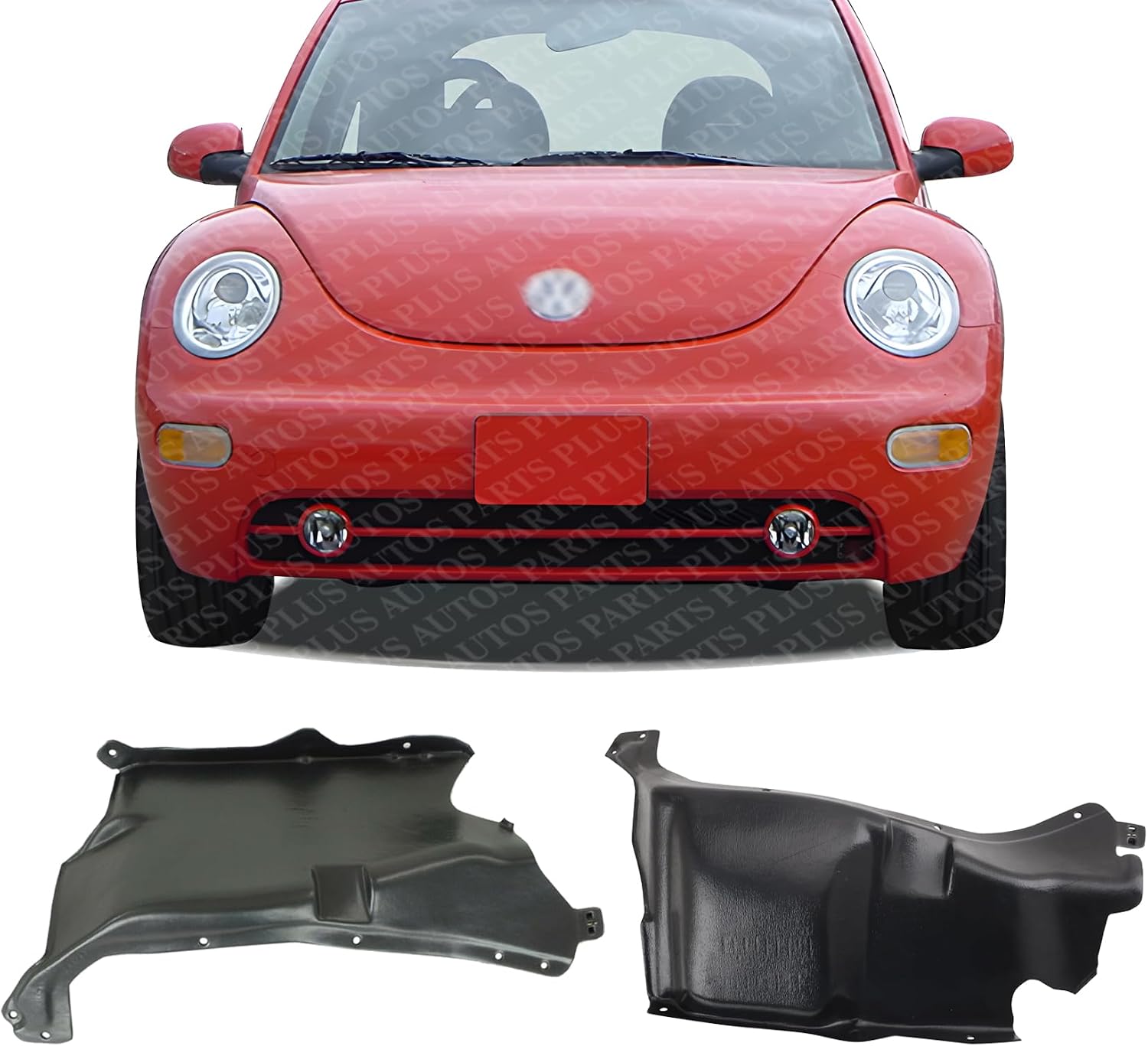 Set of 2 Front Engine Splash Shield Under Cover Plastic Left Driver & Right Passenger Side Direct Replacement Compatible with 1998-2005 Volkswagen Beetle VW1228127 VW1228124