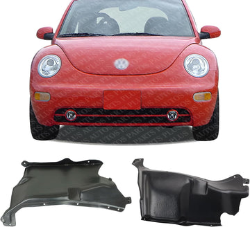 Set of 2 Front Engine Splash Shield Under Cover Plastic Left Driver & Right Passenger Side Direct Replacement Compatible with 1998-2005 Volkswagen Beetle VW1228127 VW1228124