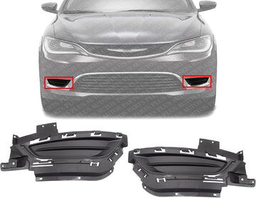 Set Of 2 Front Fog Light Cover Primed Right Passenger & Left Driver Side Direct Replacement Compatible With 2015-2017 Chrysler 200 CH1039155 CH1038155 68202998AC 68202999AC