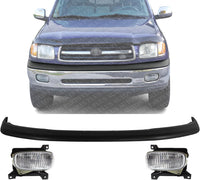 Front Bumper Upper Cover Textured + Fog Lamp Assembly Right Passenger & Left Driver Side Direct Replacement Compatible With 2000-2006 Toyota Tundra TO1000198 TO2592102 TO2593102