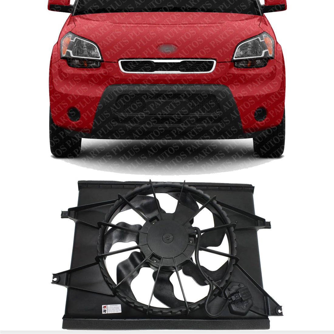 Front Radiator Cooling Fan Assembly Direct Replacement Compatible with 2010-2011 Kia Soul KI3115129 253802K100
