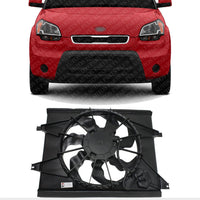 Front Radiator Cooling Fan Assembly Direct Replacement Compatible with 2010-2011 Kia Soul KI3115129 253802K100