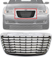 Front Grille Chrome Shell With Painted Black Insert Plastic With Chrome Trim Direct Replacement Compatible With 2011-2014 Chrysler 300 CH1200351 68127942AE