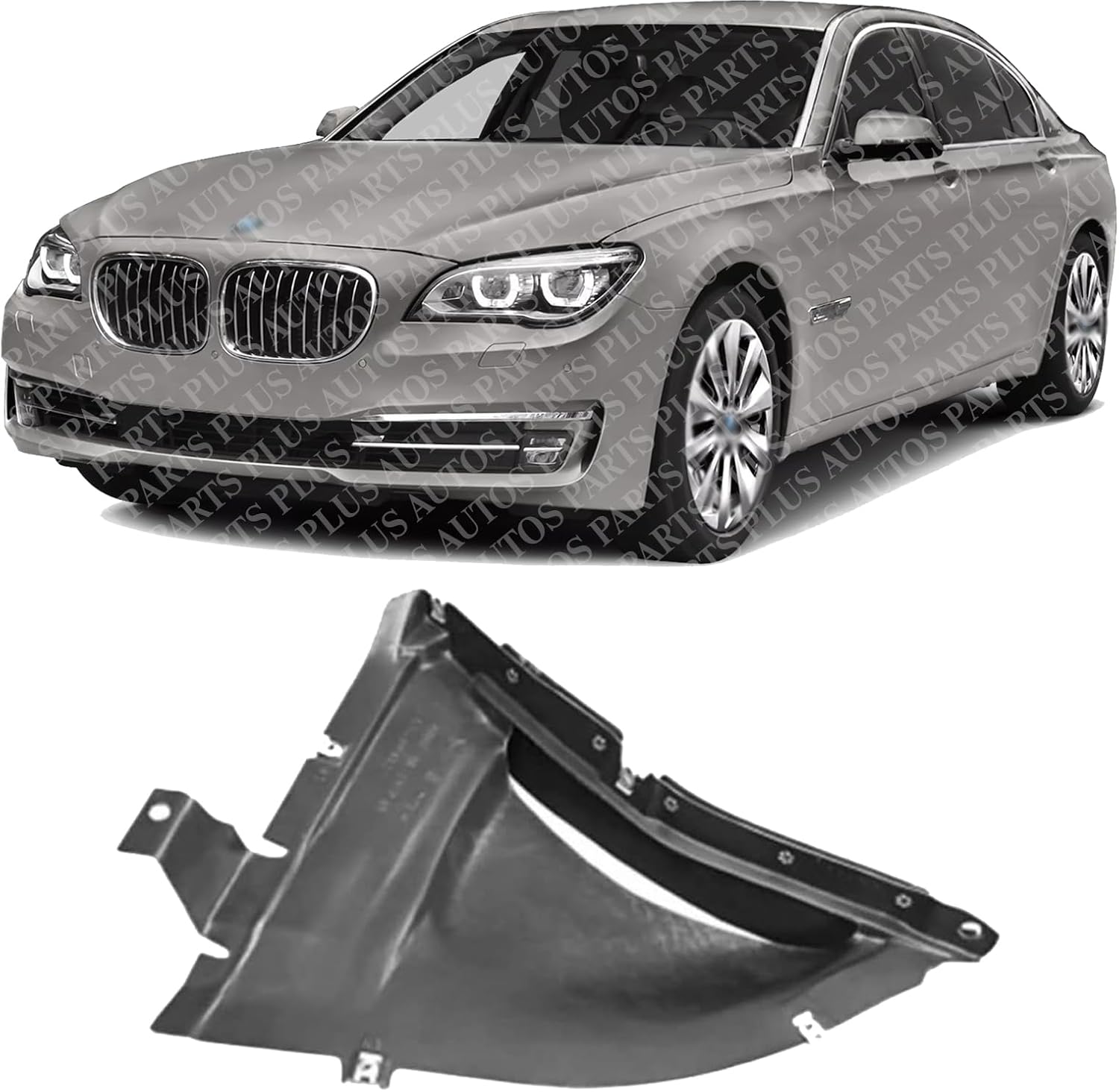 Front Fender Liner Lower Section Left Driver Side Direct Replacement Compatible With 2010-2015 BMW 7-Series BM1250132 51757898891
