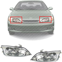 Set Of 2 Front Headlights Assembly Right Passenger & Left Driver Side Direct Replacement Compatible With 1997-2001 Lexus ES300 LX2502115 LX2502101 LX2503115 LX2503101 8115033290