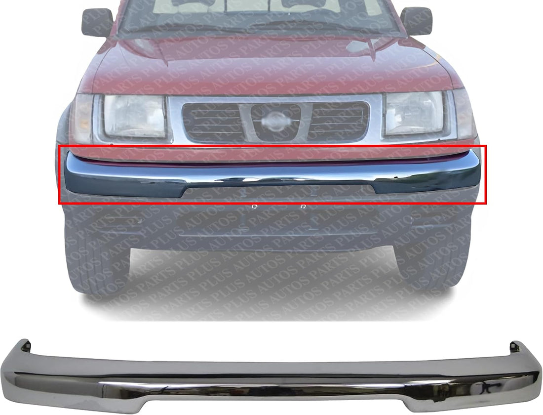 Front Bumper Chrome Steel Direct Replacement Compatible With 1998-2000 Nissan Frontier Pickup NI1002132 620149Z220