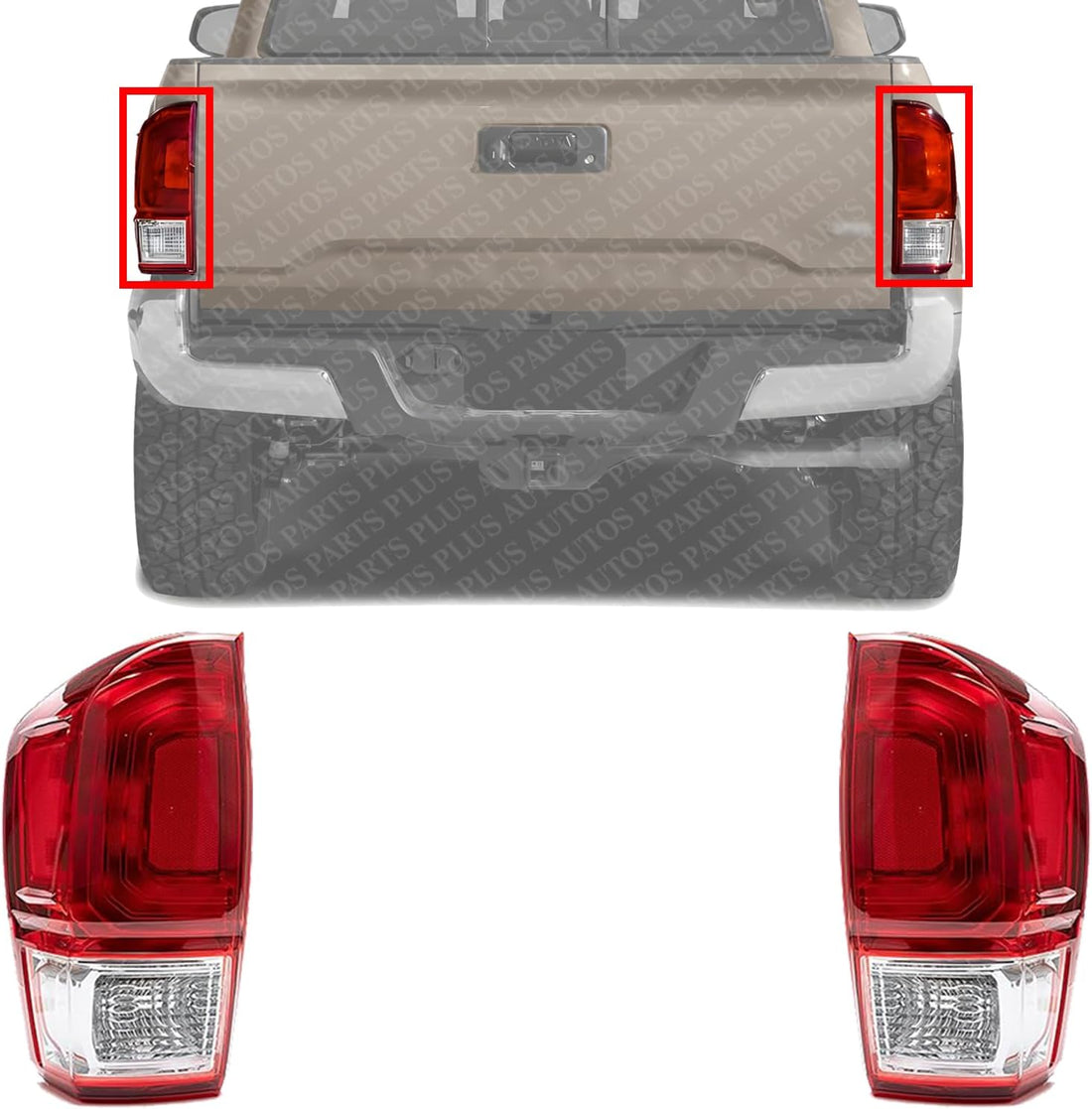 Set Of 2 Tail Light Assembly Left Driver & Right Passenger Side Direct Replacement Compatible With 2016-2017 Toyota Tacoma TO2801197 TO2800197 8155004170 8156004170