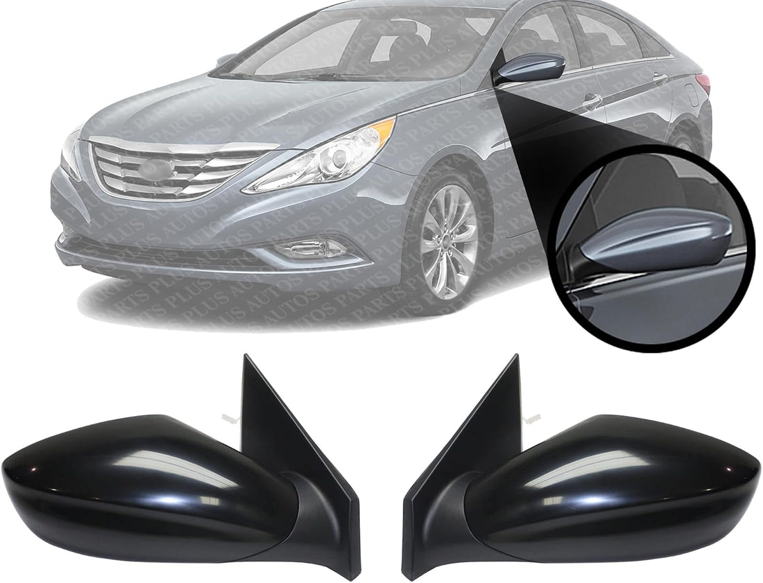 Set Of 2 Front Power Mirror Manual Folding Non-Heated Primed Left Driver & Right Passenger Side Direct Replacement Compatible With 2011-2014 Hyundai Sonata HY1320165 HY1321165