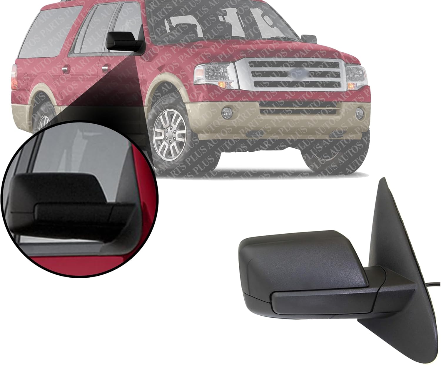 Front Power Mirror Manual Folding Heated Textured Right Passenger Side Direct Replacement Compatible With 2011 Ford Expedition FO1321363 8L1Z17682BA BL1Z17682BA-PFM