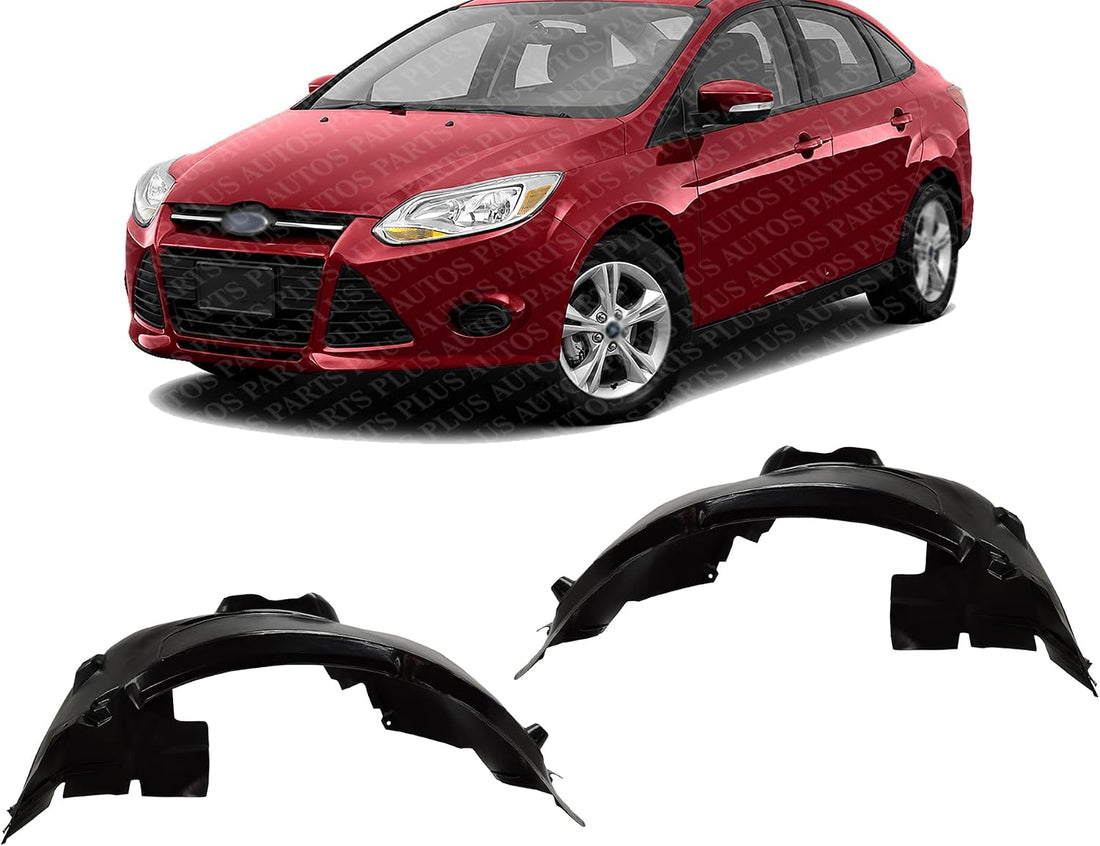 Set Of 2 Front Fender Liner Plastic Left Driver & Right Passenger Side Direct Replacement Compatible With 2012-2018 Ford Focus FO1249160 FO1248160 AM5Z16102A AM5Z16103A