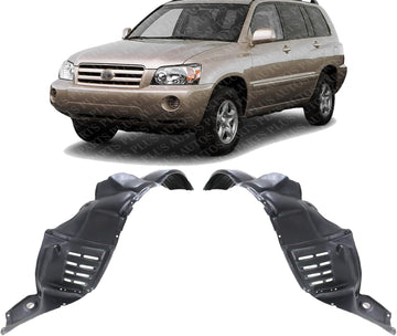 Set of 2 Front Fender Liner Plastic Left Driver & Right Passenger Side Direct Replacement Compatible with 2001-2007 Toyota Highlander TO1251113 TO1250113 5380548030 5380648030