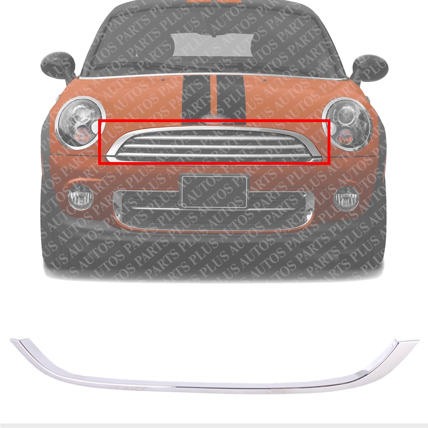 Front Hood Molding Chrome Direct Replacement Compatible with 2007-2015 Mini Cooper MC1235100 51132751040