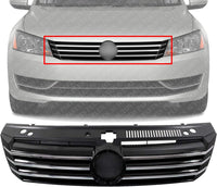 Front Grille Primed Shell and Insert Plastic Direct Replacement Compatible With Volkswagen Passat 2012-2015 VW1200153 561853651COQE