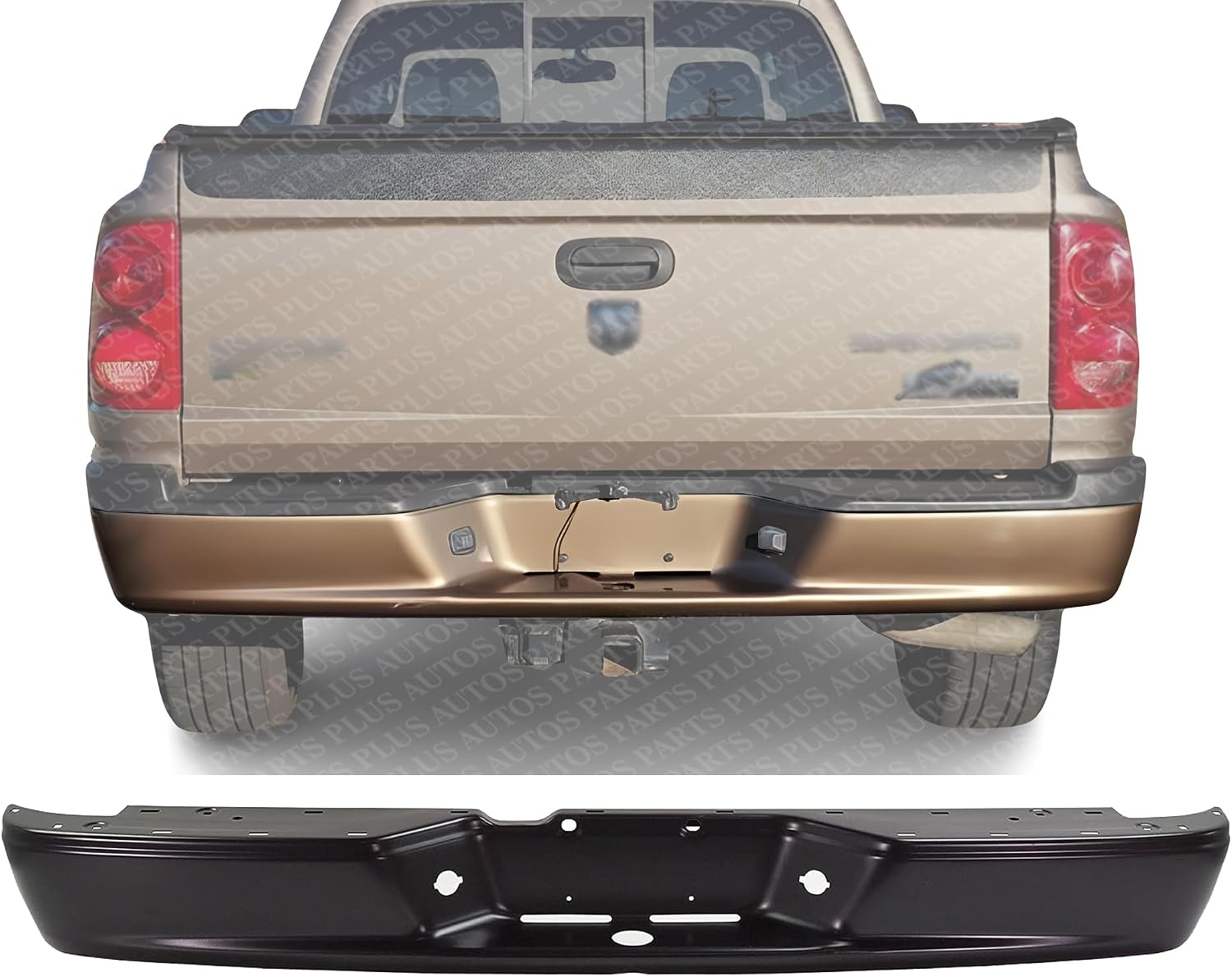 Step Bumper Face Bar Primed Steel Direct Replacement Compatible With 2006-2009 Mitsubishi Raider / 2005-2010 Dodge Dakota / 2011 Ram-Dakota CH1102362 55077652AB