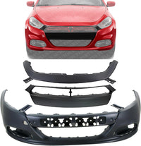 Front Bumper + Upper Cover + Molding Primed Direct Replacement Compatible With 2013-2016 Dodge Dart CH1000A09 CH1014106 CH1044110 1UT51TZZAA 1TS71TZZAF 1WC26TZZAC