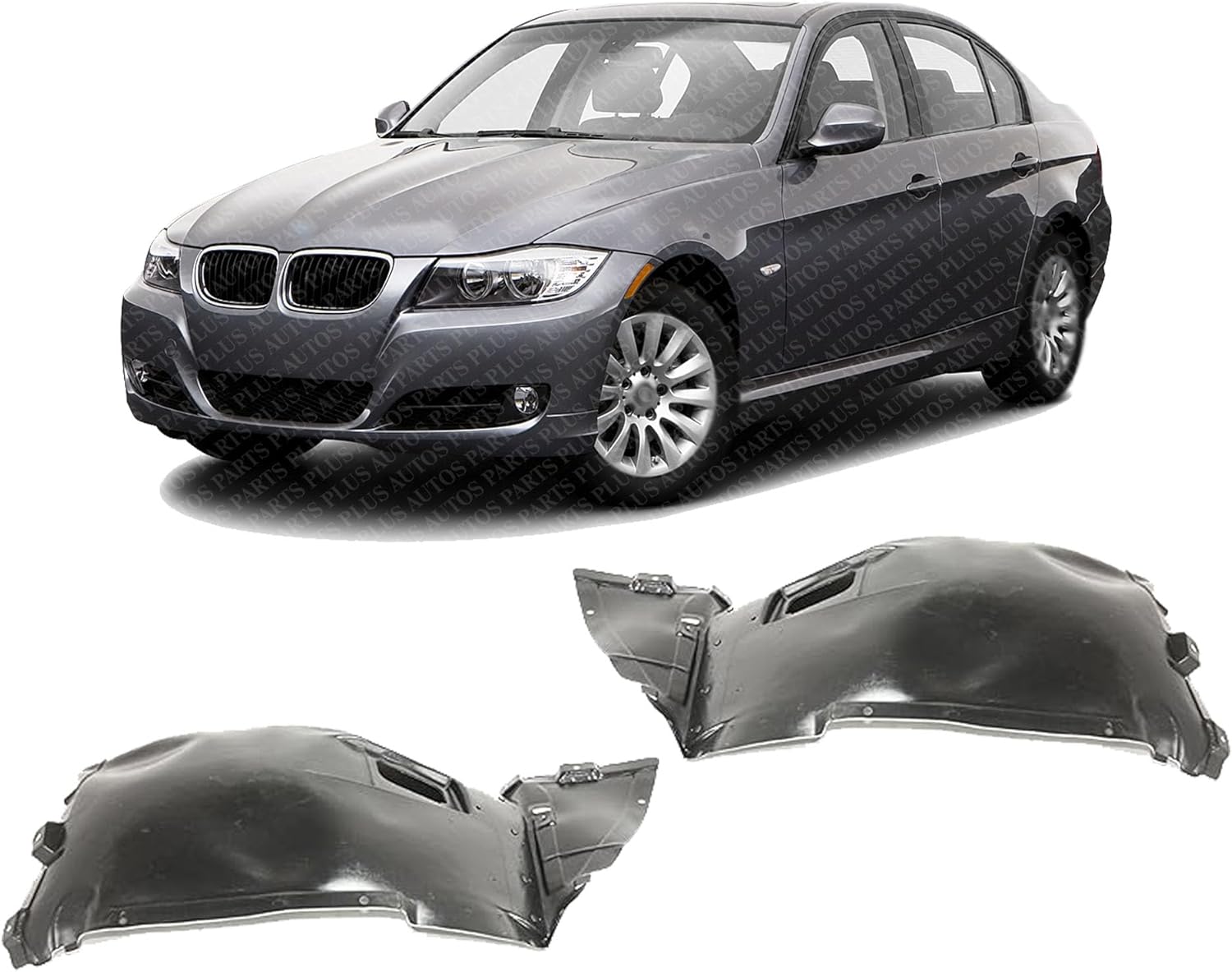 Set of 2 Front Fender Liner Left Driver & Right Passenger Side Direct Replacement Compatible with 2007-2013 BMW 3-Series BM1251120 BM1250120 51717154416 51717154415