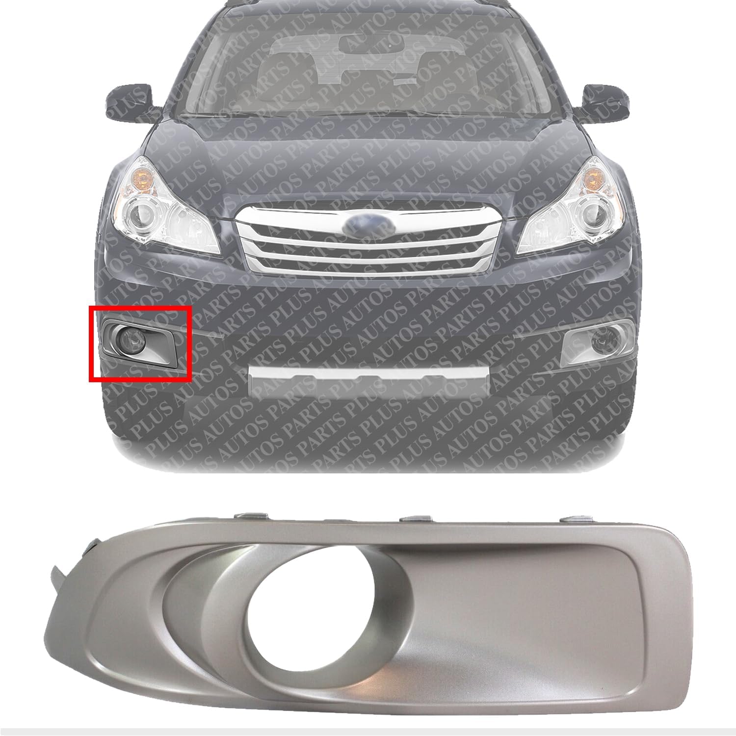 Front Fog Light Trim Primed Right Passenger Side Direct Replacement Compatible With 2010-2012 Subaru Outback SU1039101 57731AJ42A