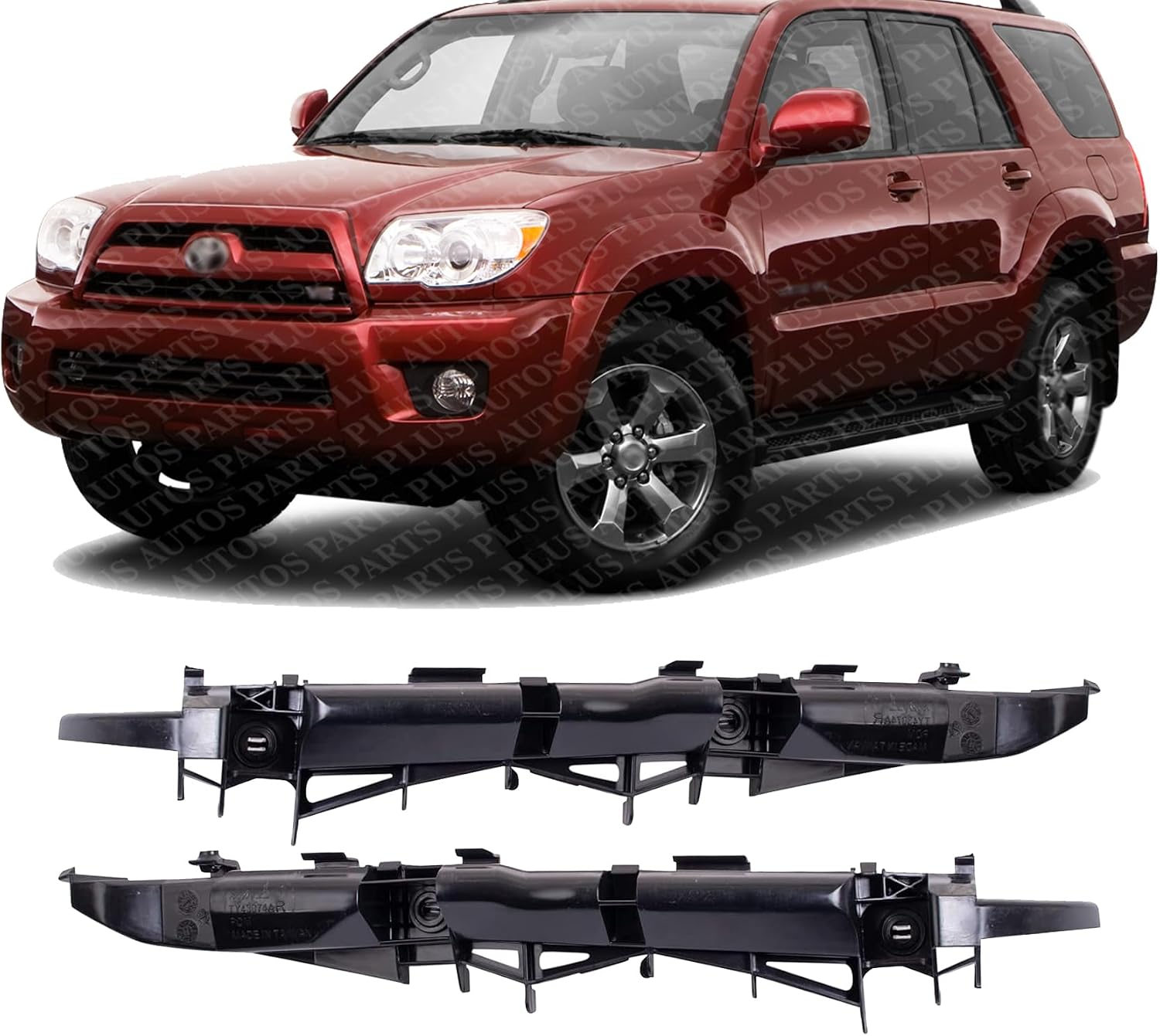 Set Of 2 Front Bumper Support Bracket Plastic Left Driver & Right Passenger Side Direct Replacement Compatible With 2006-2009 Toyota 4Runner TO1067163 TO1066163 5211535110 5211635100