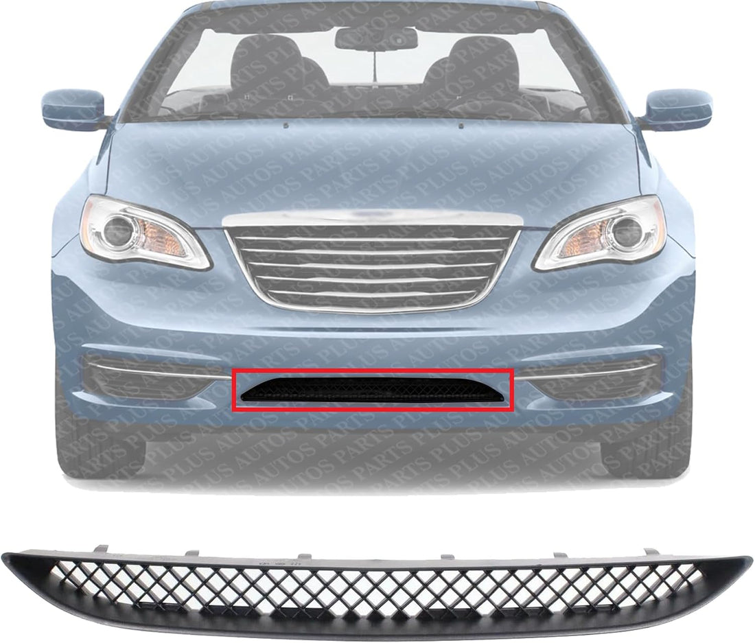 Front Bumper Grille Textured Plastic Direct Replacement Compatible With 2011-2014 Chrysler 200 CH1036118 68082051AB