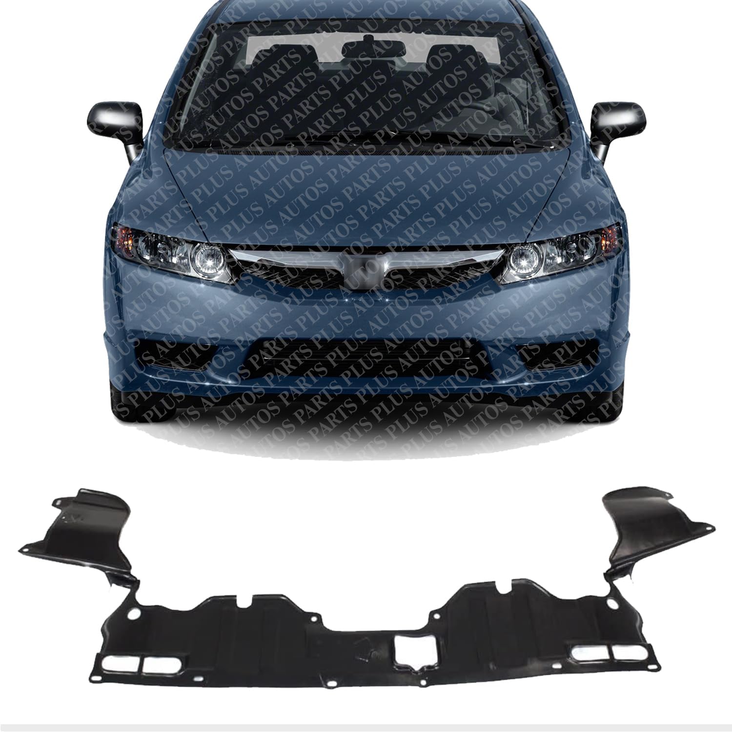 AUTOS PARTS PLUS Front Engine Splash Shield Under Cover Direct Replacement Compatible with 2006-2011 Honda Civic HO1228112 74111SNAA00